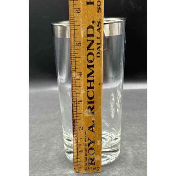 Set of 4 Vintage MCM Dorothy Thorpe 12 Oz. Silver Band Rim Highball Glasses - Picture 5 of 6